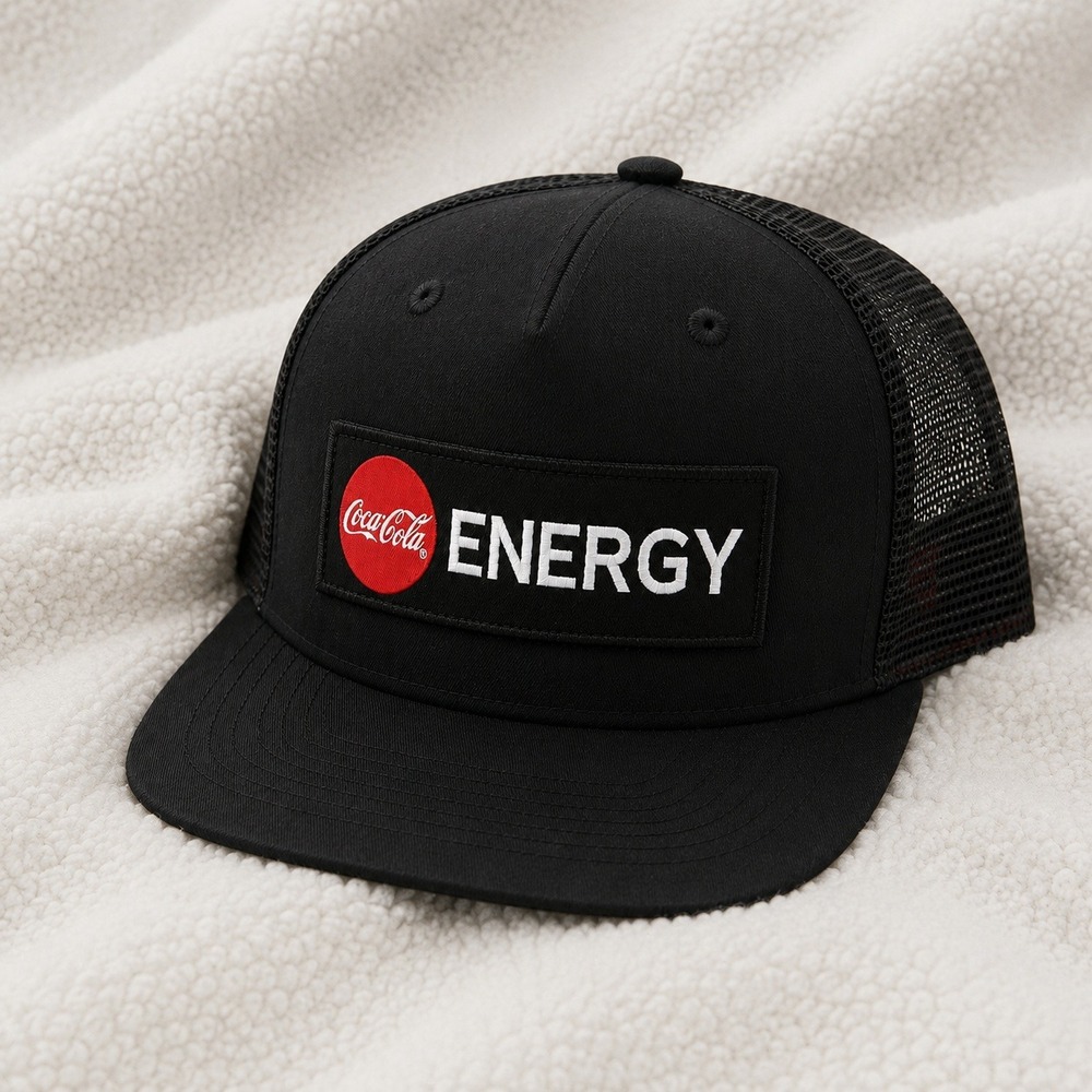 Coca Cola Energy Snapback Hat Black Red Trucker Cap Adjustable Flat‎ Bill